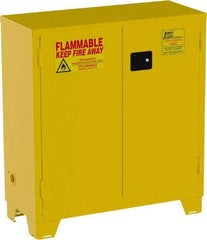 Jamco - 2 Door, 1 Shelf, Yellow Steel Double Wall Safety Cabinet for Flammable and Combustible Liquids - 49" High x 18" Wide x 43" Deep, Self Closing Door, 3 Point Key Lock, 30 Gal Capacity - Caliber Tooling