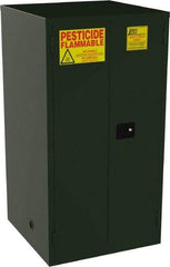 Jamco - 2 Door, 2 Shelf, Green Steel Double Wall Safety Cabinet for Flammable and Combustible Liquids - 65" High x 34" Wide x 34" Deep, Self Closing Door, 3 Point Key Lock, 60 Gal Capacity - Caliber Tooling