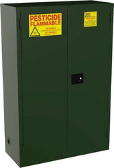 Jamco - 2 Door, 2 Shelf, Green Steel Double Wall Safety Cabinet for Flammable and Combustible Liquids - 44" High x 18" Wide x 43" Deep, Self Closing Door, 3 Point Key Lock, 45 Gal Capacity - Caliber Tooling