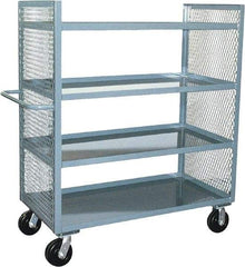 Jamco - 3,000 Lb Capacity, 4 Shelf, 2-Sided Steel Mesh Stock Truck - 24" Long x 48" Wide x 57" High, 6" Diam Phenolic Wheels - Caliber Tooling