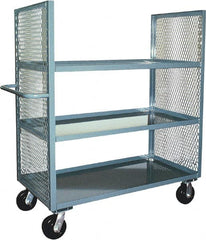 Jamco - 3,000 Lb Capacity, 3 Shelf, 2-Sided Steel Mesh Stock Truck - 24" Long x 36" Wide x 57" High, 6" Diam Phenolic Wheels - Caliber Tooling