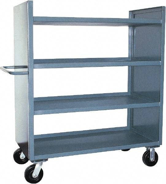 Jamco - 3,000 Lb Capacity, 4 Shelf, 2-Sided Steel Shelf Truck - 30" Long x 60" Wide x 57" High, 6" Diam Phenolic Wheels - Caliber Tooling