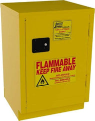 Jamco - 1 Door, 1 Shelf, Yellow Steel Double Wall Safety Cabinet for Flammable and Combustible Liquids - 35" High x 22" Wide x 24" Deep, Manual Closing Door, 3 Point Key Lock, 12 Gal Capacity - Caliber Tooling