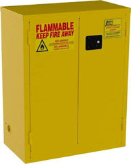 Jamco - 2 Door, 2 Shelf, Yellow Steel Double Wall Safety Cabinet for Flammable and Combustible Liquids - 44" High x 18" Wide x 34" Deep, Self Closing Door, 3 Point Key Lock, 28 Gal Capacity - Caliber Tooling