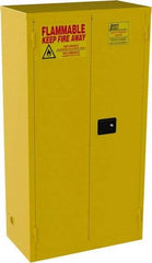 Jamco - 2 Door, 3 Shelf, Yellow Steel Double Wall Safety Cabinet for Flammable and Combustible Liquids - 65" High x 18" Wide x 34" Deep, Manual Closing Door, 3 Point Key Lock, 44 Gal Capacity - Caliber Tooling