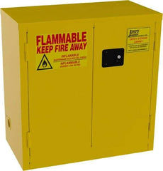 Jamco - 2 Door, 1 Shelf, Yellow Steel Double Wall Safety Cabinet for Flammable and Combustible Liquids - 35" High x 34" Wide x 18" Deep, Manual Closing Door, 3 Point Key Lock, 22 Gal Capacity - Caliber Tooling