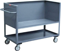 Jamco - 1,200 Lb Capacity, 2 Shelf, 3-Sided Steel Truck - 30" Long x 48" Wide x 40" High, 5" Diam Urethane Wheels - Caliber Tooling