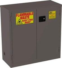 Jamco - 2 Door, 1 Shelf, Yellow Steel Double Wall Safety Cabinet for Flammable and Combustible Liquids - 44" High x 18" Wide x 43" Deep, Manual Closing Door, 3 Point Key Lock, 30 Gal Capacity - Caliber Tooling