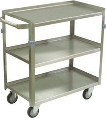 Jamco - 600 Lb Capacity, 30" Wide x 16" Long x 34" High Shelf Cart - 3 Shelf, Stainless Steel, 4 Swivel Casters - Caliber Tooling