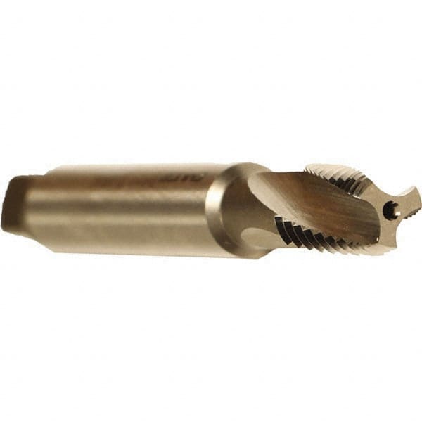 Emuge - 3/8-18 NPT, 3 Flutes, Bright Finish, Cobalt, Interrupted Thread Pipe Tap - 2-9/16 Inch Overall Length, 0.7 Inch Shank Diameter, 1.06 Inch Thread Length, 0.53 Inch Square Size, Modified Bottoming Chamfer, Series KEG - Exact Industrial Supply