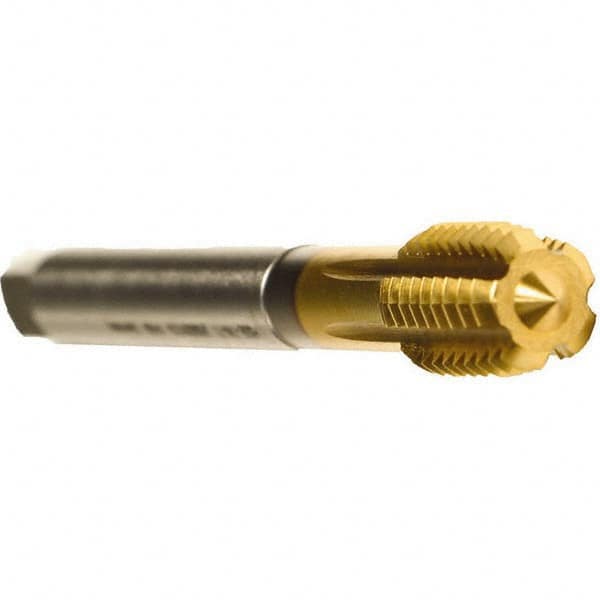 Emuge - 1/2-13 UNC 2BX Modified Bottoming Thread Forming Tap - Cobalt, TiN Finish, 4.331" OAL, 0.787" Thread Length, Right Hand Thread, Series Druck - Caliber Tooling