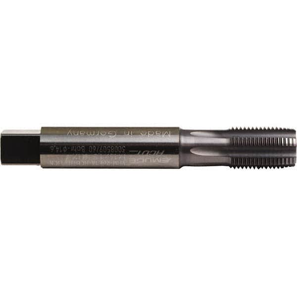 Emuge - M10x1.00 Metric Fine 6HX 5 Flute TiCN Finish Solid Carbide Straight Flute Machine Tap - Bottoming, Right Hand Thread, 100mm OAL, 18mm Thread Length, Oversize - Exact Industrial Supply