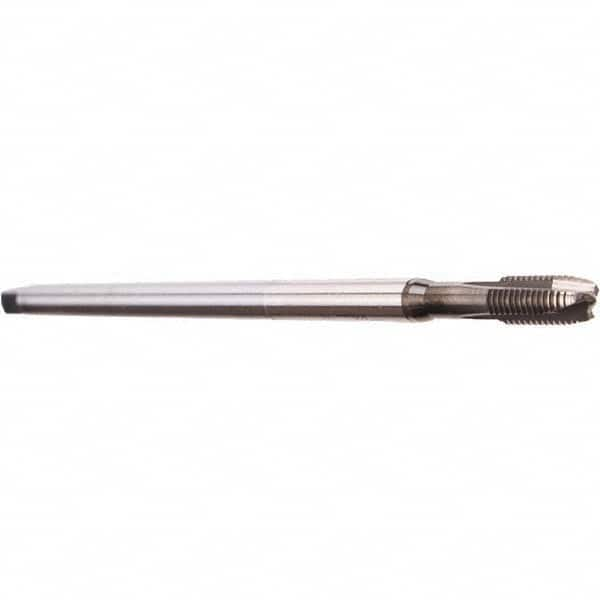 Emuge - M8x1.25 Metric Coarse 3 Flute Nitride Finish Cobalt Spiral Point Extension Tap - Plug Chamfer, 180mm OAL, 6H Class of Fit, Series Rekord B - Exact Industrial Supply