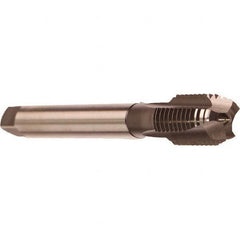 Emuge - 5/8-18 UNF, 3 Flute, Nitride Finish, Cobalt Spiral Point Tap - Modified Bottoming Chamfer, Right Hand Thread, 3-15/16" OAL, 0.866" Thread Length, 0.48" Shank Diam, 3BX Class of Fit, Series Rekord B - Exact Industrial Supply