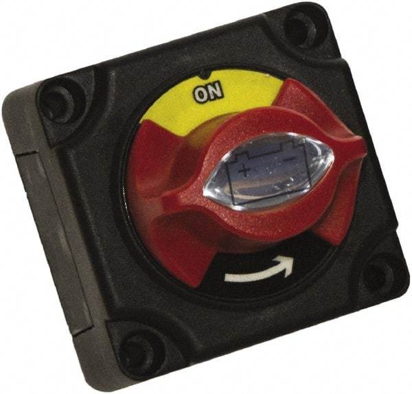 Battery Doctor - 2 Position, 12 Volt, 300 Amp, Single Battery Disconnect Switch - On-Off Sequence, Black & Red - Caliber Tooling