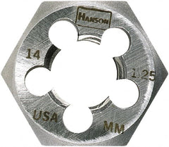 Irwin Hanson - M14x1.50 Metric Fine Thread, 1-1/16" Hex, Right Hand Thread, Hex Rethreading Die - Carbon Steel, 1/2" Thick - Exact Industrial Supply