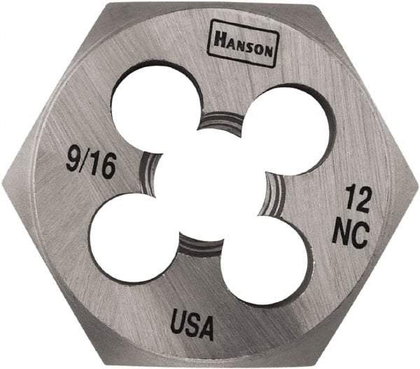 Irwin Hanson - 5/8-18 UNF Thread, 1-7/16" Hex, Right Hand Thread, Hex Rethreading Die - Carbon Steel - Exact Industrial Supply