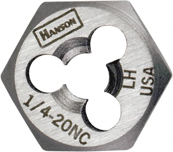 Irwin Hanson - 1-12 UNF Thread, 1-13/16" Hex, Left Hand Thread, Hex Rethreading Die - Carbon Steel, 1" Thick - Exact Industrial Supply