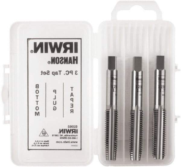 Irwin Hanson - 1/8-16, 4 Flute, Bottoming, Plug & Taper, Bright Finish, Carbon Steel Tap Set - Right Hand Cut, 2B Class of Fit, Series Hanson - Exact Industrial Supply