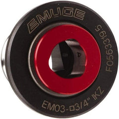 Emuge - 0.2362" Tap Shank Diam, 0.1929" Tap Square Size, #3 Tapping Adapter - 0.4331" Projection, 1-1/2" Tap Depth, 1.811" OAL, 1.2205" Shank OD, Through Coolant, Series EM03 - Exact Industrial Supply