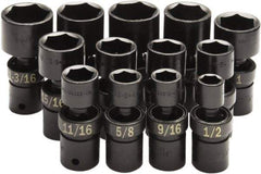 SK - 13 Piece 1/2" Drive Standard Impact Socket Set - 6 Points, 1/2 to 1-1/4", Inch Measurement Standard - Caliber Tooling