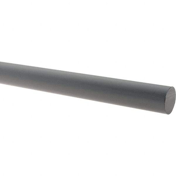 Made in USA - 5' Long, 1-3/4" Diam, CPVC Plastic Rod - Gray - Caliber Tooling