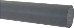 Made in USA - 5' Long, 2" Diam, CPVC Plastic Rod - Gray - Caliber Tooling