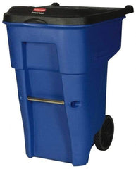 Rubbermaid - 65 Gal Blue Rectangle Trash Can - Polyethylene, 41.8" High x 32.3" Long x 25.3" Wide - Caliber Tooling