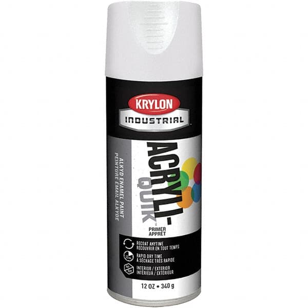 Krylon - 16 oz White Acrylic Lacquer Enamel Primer - 15 to 20 Sq Ft/Gal, 365 gL Content, Direct to Metal, Spray - Caliber Tooling