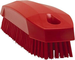 Vikan - 0.7" Bristle Length, Polyester Scrub Brush - 1-1/2" Wide Head, 4-1/2" OAL, Red, Polypropylene Block - Caliber Tooling