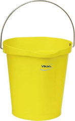 Vikan - 3 Gal, Polypropylene Round Yellow Single Pail with Pour Spout - Handle Included - Caliber Tooling