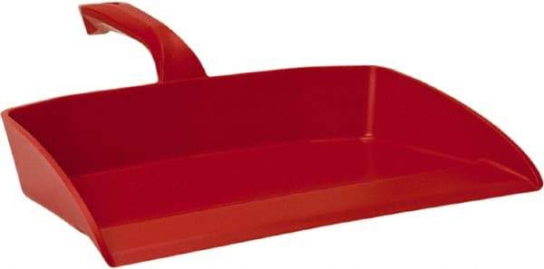 Vikan - 12-1/2" Wide Handheld Dustpan - Plastic Body, 4-1/2" Handle, Red - Caliber Tooling