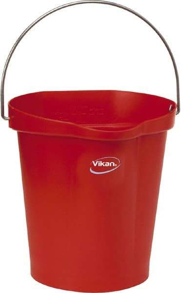 Vikan - 3 Gal, Polypropylene Round Red Single Pail with Pour Spout - Handle Included - Caliber Tooling