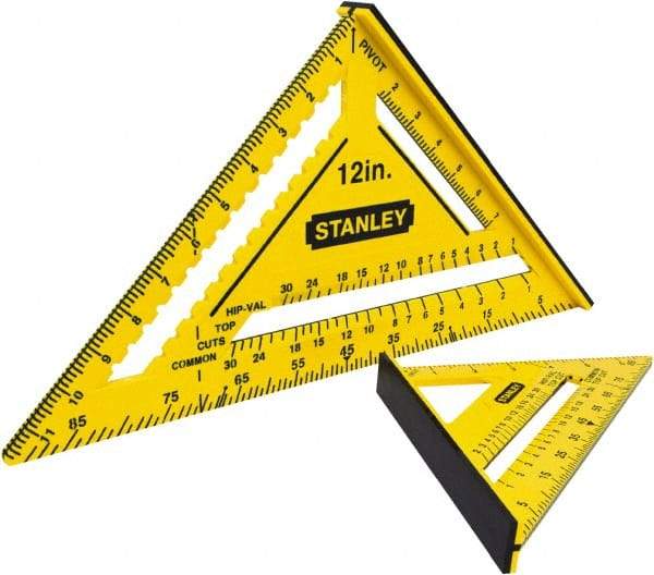 Stanley - 12" Blade Length x 12" Base Length, ABS Plastic Rafter Square - 1/8" Graduation, 10.2" Base Width - Caliber Tooling