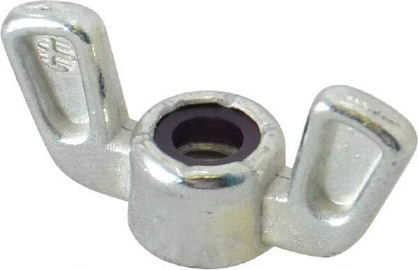 Value Collection - 1/4-20 UNC, Zinc Plated, Zinc Alloy Nylon-Insert Locking Wing Nut - Grade 2, 1-1/4" Wing Span, 19/32" Wing Span - Caliber Tooling