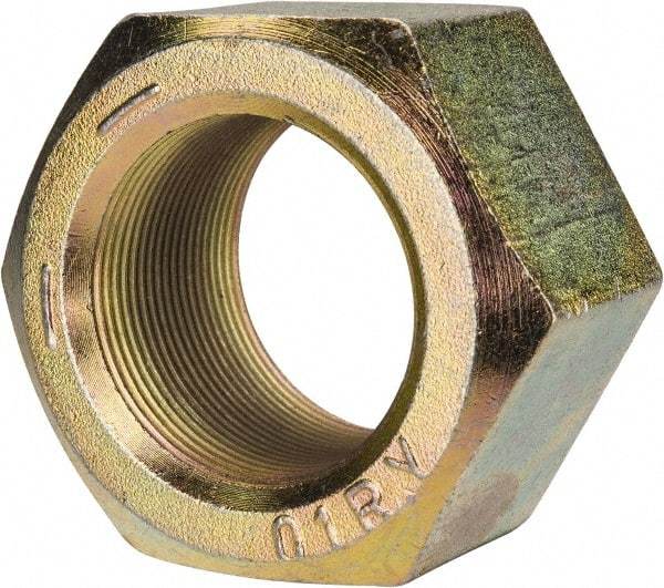 Value Collection - 2-12 UN Steel Right Hand Hex Nut - 3-1/8" Across Flats, 1-23/32" High, Zinc Yellow Dichromate Finish - Caliber Tooling