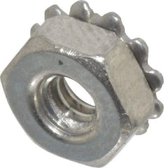 Value Collection - #4-40, 0.109" High, Uncoated, Stainless Steel Hex Nut with External Tooth Washer - 9/32" Washer Diam, 1/4" Width Across Flats, Grade 18-8 - Caliber Tooling