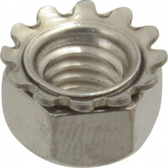 Value Collection - 5/16-18, 0.328" High, Uncoated, Stainless Steel Hex Nut with External Tooth Washer - 37/64" Washer Diam, 1/2" Width Across Flats, Grade 18-8 - Caliber Tooling