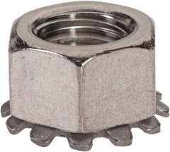 Value Collection - 3/8-16, 0.391" High, Uncoated, Stainless Steel Hex Nut with External Tooth Washer - 21/32" Washer Diam, 9/16" Width Across Flats, Grade 18-8 - Caliber Tooling