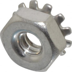 Value Collection - #6-32, 0.14" High, Uncoated, Stainless Steel Hex Nut with External Tooth Washer - 11/32" Washer Diam, 5/16" Width Across Flats, Grade 18-8 - Caliber Tooling