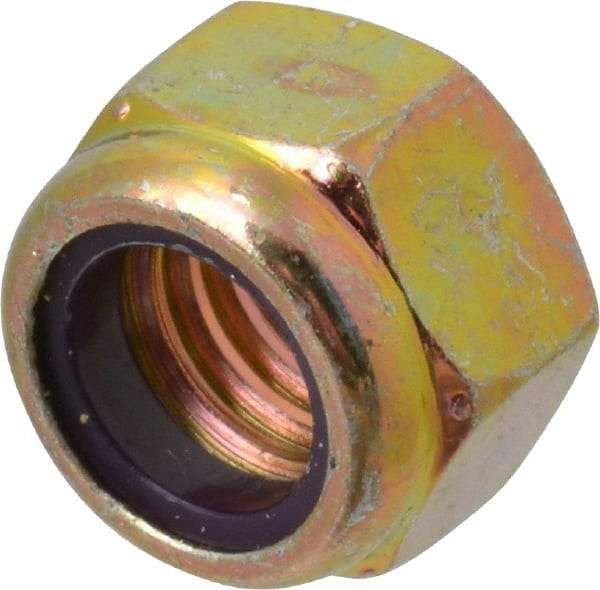 Value Collection - 7/16-14 UNC Grade 8 Hex Lock Nut with Nylon Insert - 5/8" Width Across Flats, 29/64" High, Zinc Yellow Dichromate Finish - Caliber Tooling