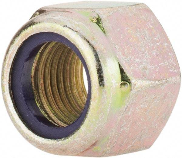 Value Collection - 1/2-20 UNF Grade 8 Hex Lock Nut with Nylon Insert - 3/4" Width Across Flats, 19/32" High, Zinc Yellow Dichromate Finish - Caliber Tooling