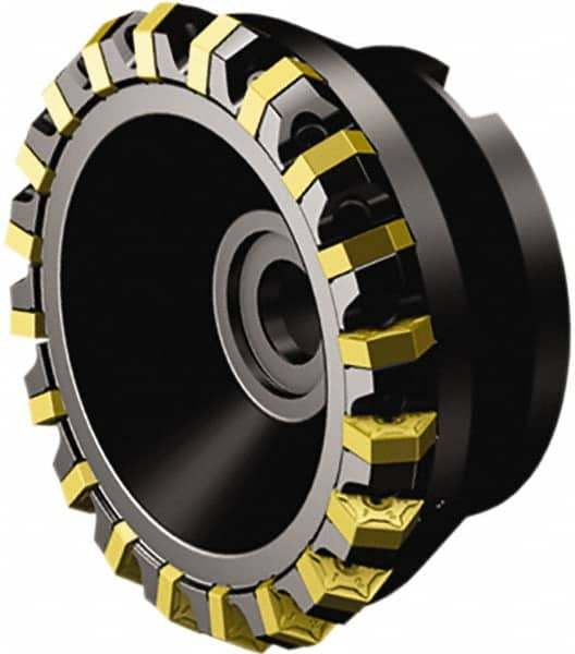 Sandvik Coromant - 80mm Cut Diam, 27mm Arbor Hole, 6mm Max Depth of Cut, 60° Indexable Chamfer & Angle Face Mill - 8 Inserts, HNEF 090508 Insert, Right Hand Cut, Through Coolant, Series CoroMill S-60 - Caliber Tooling