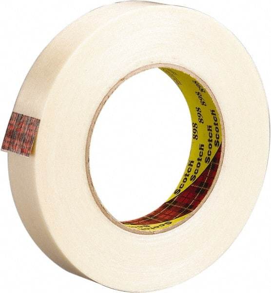 3M - 12mm x 330m Clear Rubber Adhesive Strapping Tape - Polypropylene Film Backing, 6.6 mil Thick, 380 Lb Tensile Strength, Series 898 - Caliber Tooling