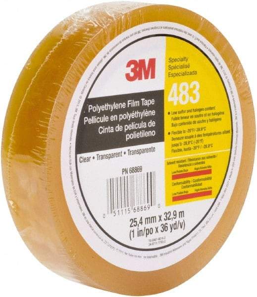 3M - 36 Yds. x 1", Clear Polyethylene Film Tape - 483 Series, 5 mil Thick, 10 Lb./Inch Tensile Strength - Caliber Tooling