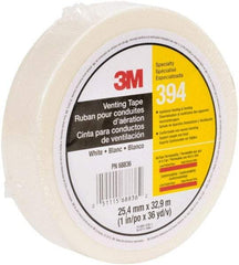 3M - 36 Yds. x 1", White Nonwoven Fabric Film Tape - 394 Series, 4 mil Thick, 6 Lb./Inch Tensile Strength - Caliber Tooling