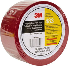 3M - 36 Yds. x 2", Red Polyethylene Film Tape - 483 Series, 5 mil Thick, 10 Lb./Inch Tensile Strength - Caliber Tooling