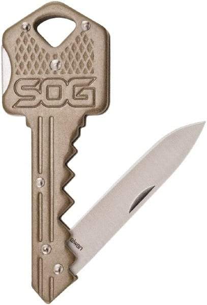 SOG Specialty Knives - 1-1/2" Blade, Straight Drop Point Folding Knife - 2-1/2" Closed Length, Stainless Steel - Caliber Tooling