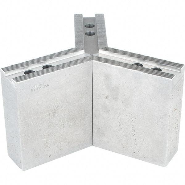 Abbott Workholding Products - 12" & Up Chuck Capacity, 1.5mm x 60° Serrated Attachment, Square Soft Lathe Chuck Jaw - 3 Jaws, Steel, 1.1811" Btw Mount Hole Ctrs, 5-1/2" Long x 2" Wide x 6" High, 0.8268" Groove, 0.6299" & 16mm Fastener - Caliber Tooling