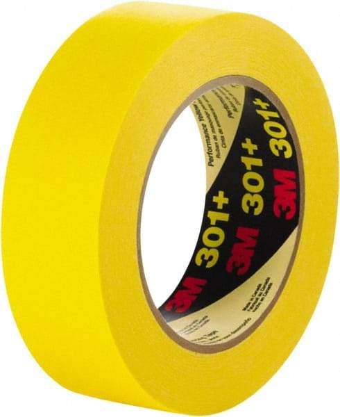 3M - 96mm Wide x 60 Yd Long Yellow Paper Masking Tape - Series 301+, 6.3 mil Thick, 22 In/Lb Tensile Strength - Caliber Tooling